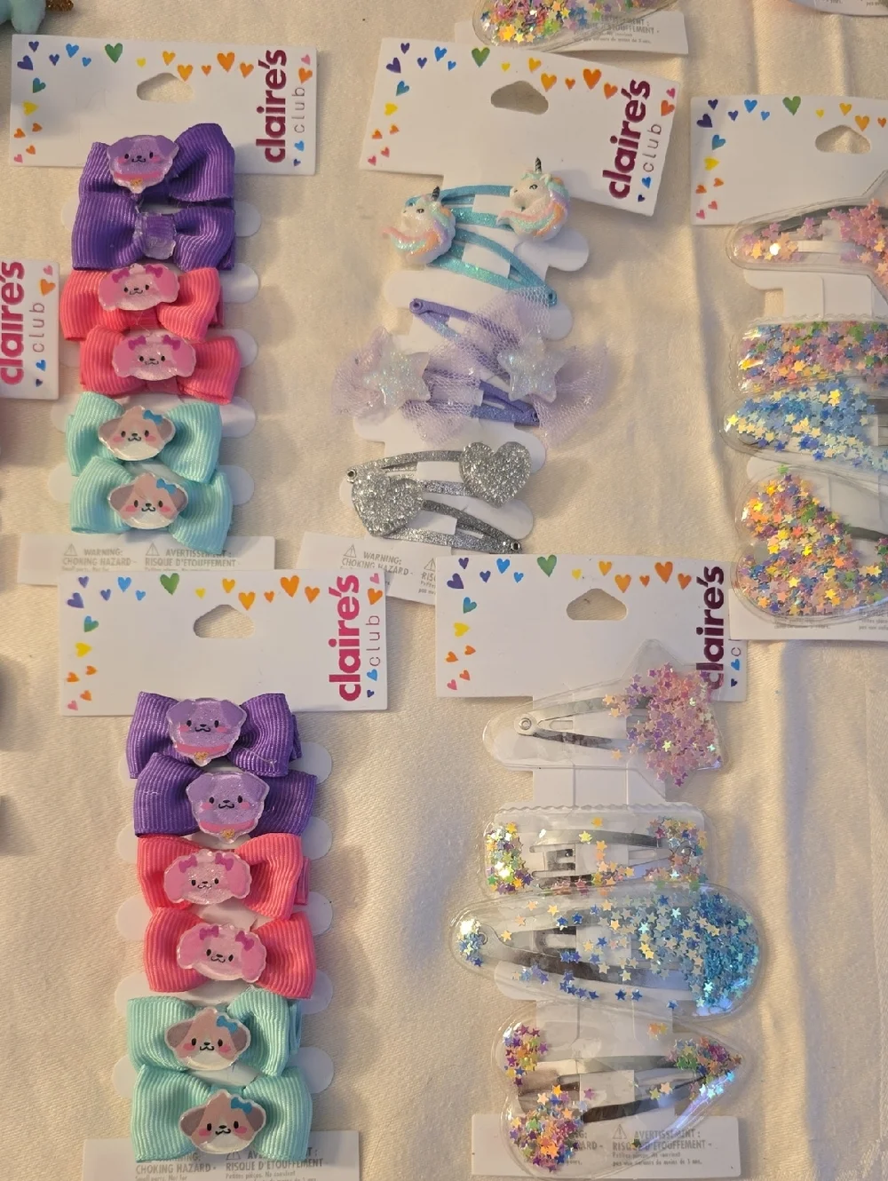 16 Claire's Pastel Hair Clip & Bow Assortment & Key Rings New